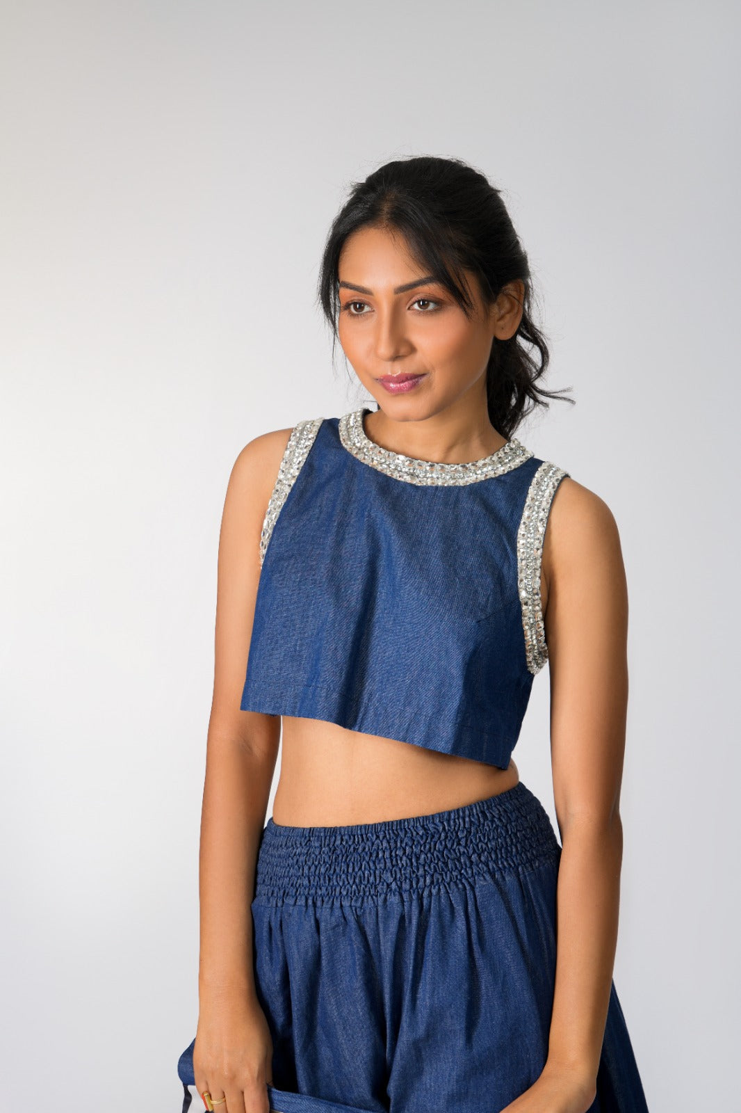 THE REVERSIBLE JACKET X EMBELLISHED CROP X DENIM SHORTS